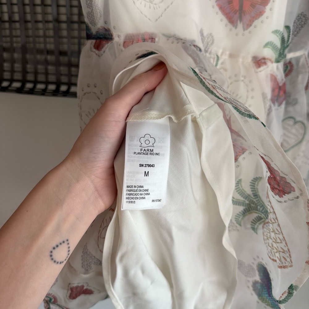 Farm Rio semi sheer puff sleeve mini dress - Picture 7 of 9